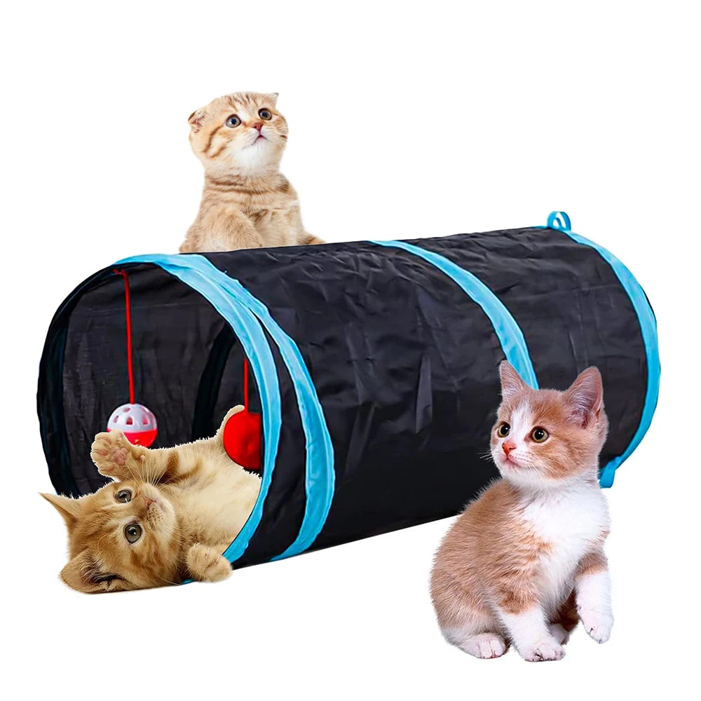 Túneles para gatos para interiores, túnel para gatos, juguetes para gatos, tienda de juegos plegable para gatos, juguete interactivo, laberinto, casa para gatos, cama con bolas