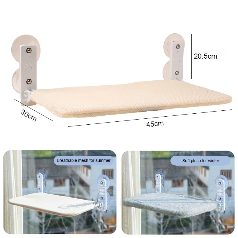 Foldable Cat Window Hammock Cat Window Cordless with 4 Strong Suction Cups Windowsill Cat Beds Seat for Indoor Cats Inside