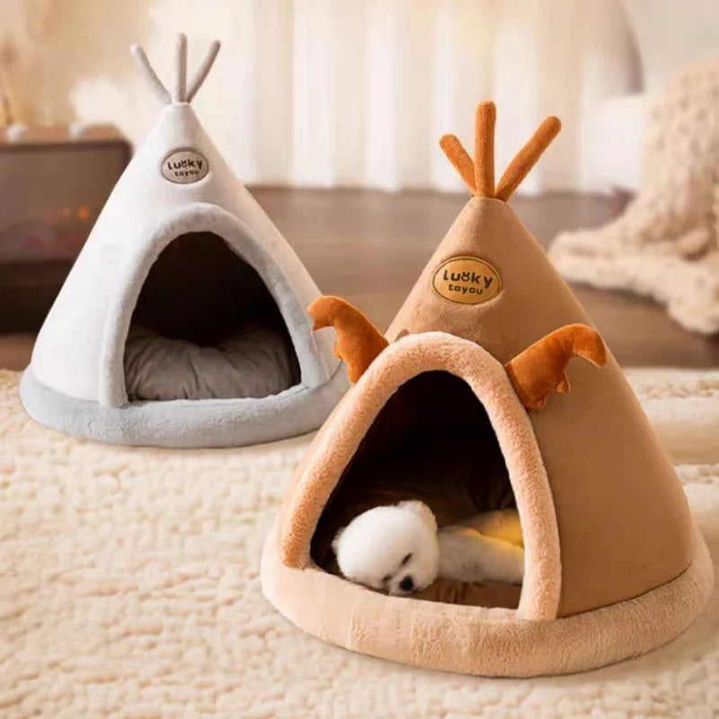 Tente pour animaux de compagnie, lit chaud d'hiver pour chat et chien, sommeil profond pour chiot, tente intérieure et extérieure avec coussin, fournitures pour animaux de compagnie, nouvelle collection