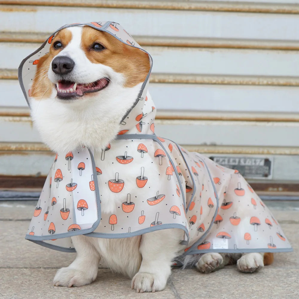 Chubasquero para perros impermeable suave PU chaqueta de lluvia para perros pequeños medianos grandes con capucha ajustable en el pecho Poncho de lluvia para mascotas para Corgi