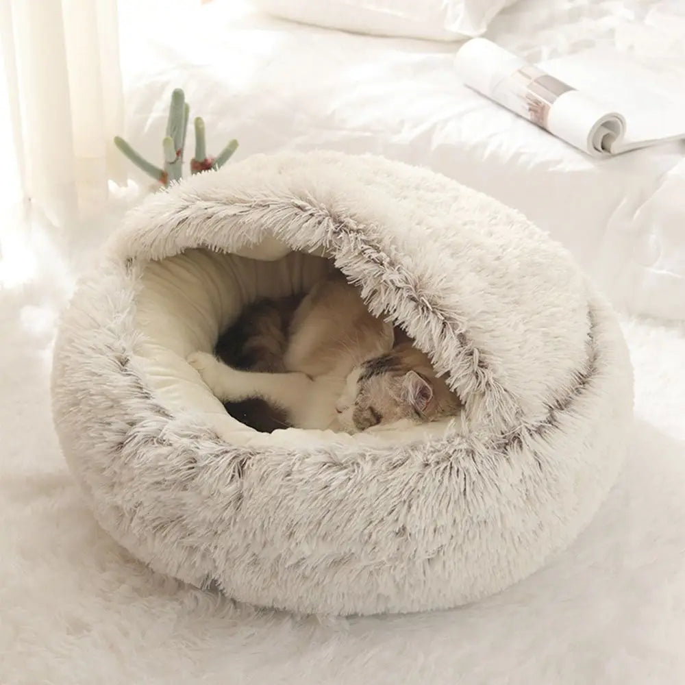 1 PCS Winter Warm Cat Cushion Soft Comfortable Long Plush Pet House Creative 2 In 1 Sleeping Bag For Kitten Puppy