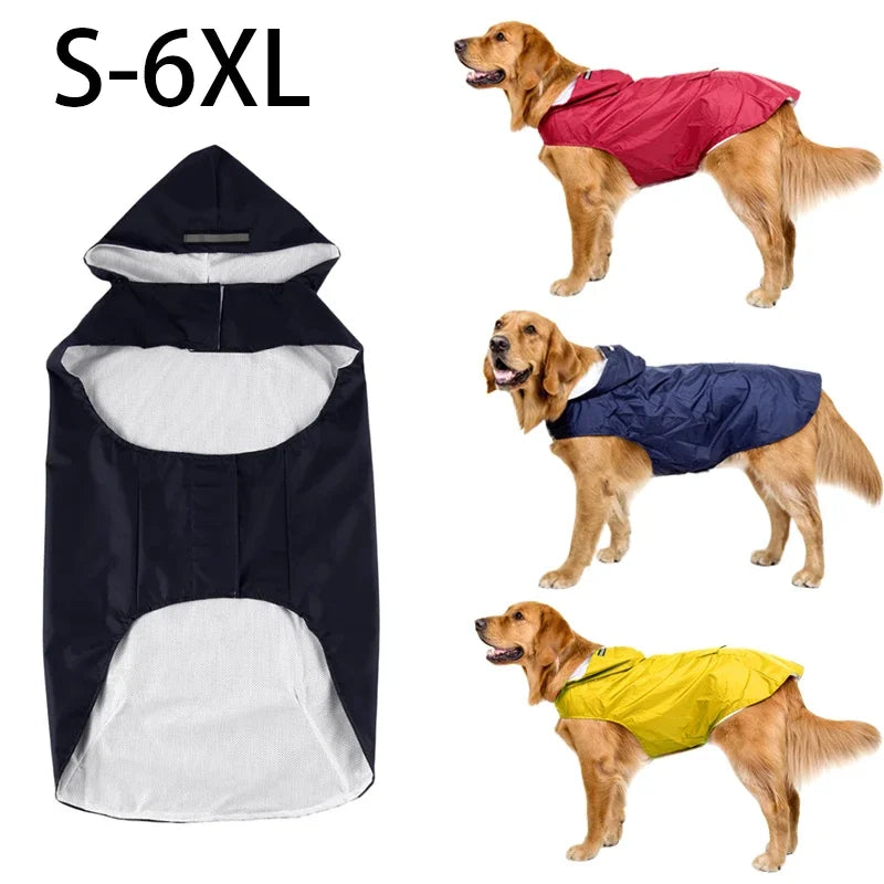 Manteau imperméable pour chien, veste à capuche imperméable, Poncho de pluie, vêtements de pluie pour animaux de compagnie avec rayures réfléchissantes, accessoires d'extérieur pour chiens