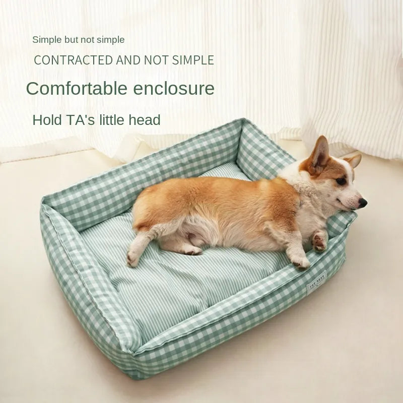 Bed for Dog Cat Pet Square Lattice Kennel Medium Small Dog Sofa Bed Cushion Pet Calming Dog Bed House Pet Supplies