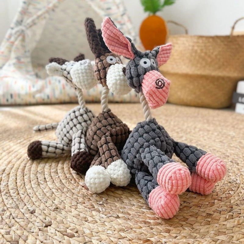 Divertido perro de peluche, burro de juguete con sonido, juguetes chirriantes, resistente a masticar, entrenamiento, perro, cachorro, gato, mascotas interactivas