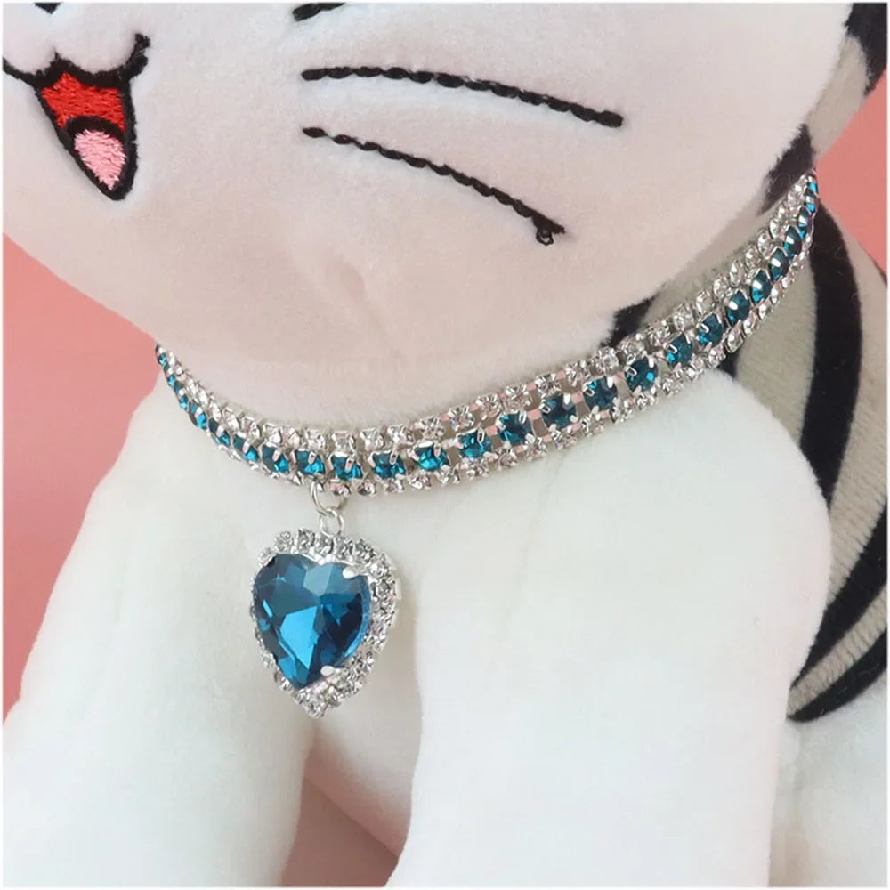 Collar de diamantes de imitación de gato para gatito, bonitos accesorios ostentosos para mascotas, colgante de cristal para cachorros y gatos, Collar de diamantes