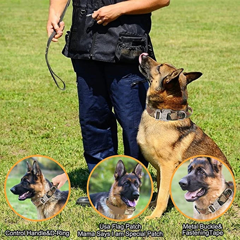 Collar para perro, juego de correa táctica duradera, Collar militar ajustable para mascota, correa para perro mediano y grande, accesorios de entrenamiento para pastor alemán