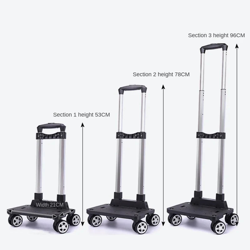 Support de chariot à 5 roues en alliage d'aluminium, porte-tige de traction pliable pour sac à dos d'étudiant, sac pour animaux de compagnie, charge de bagages 30kg