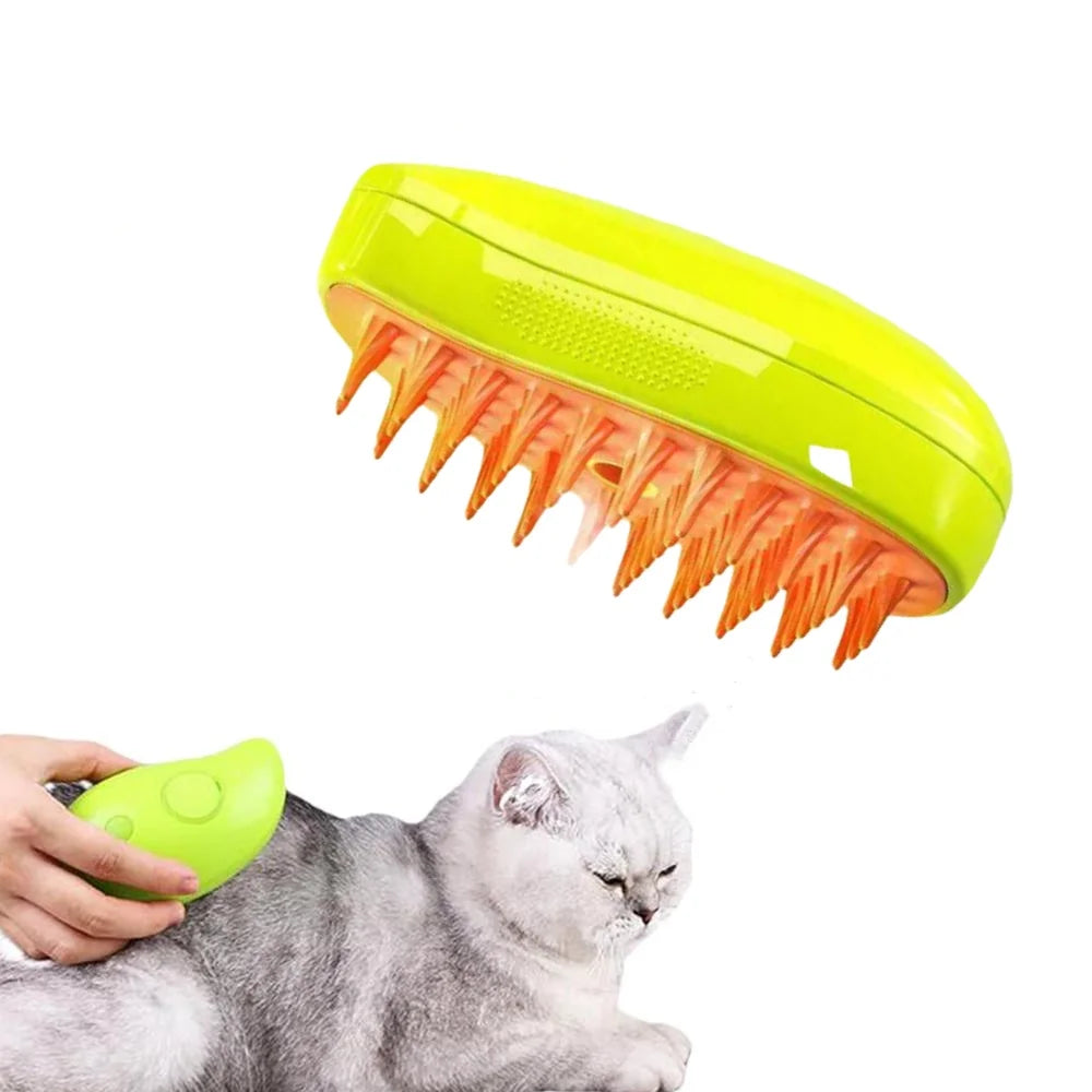 Cepillo de vapor para perros, cepillo eléctrico para el pelo de gatos con pulverizador, cepillo de vapor para perros 3 en 1 para masaje, cuidado de mascotas, eliminación de pelo enredado y suelto