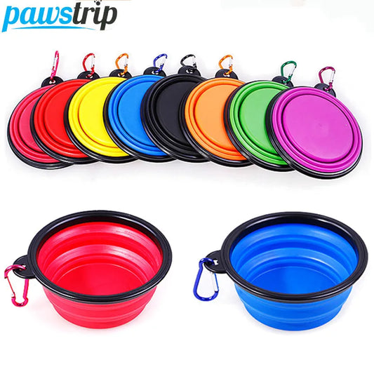 Cuenco plegable de silicona para perros y mascotas, contenedor portátil de comida para cachorros, para viajes al aire libre, plato alimentador, suministros para mascotas, 350ml