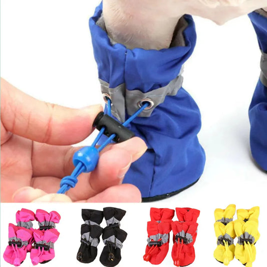 4pcs/set Waterproof Pet Dog Shoes Chihuahua Anti-slip Rain Boots Footwear For Small Cats Dogs Puppy Dog Pet Booties Clothes