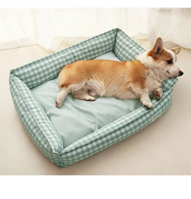 Bed for Dog Cat Pet Square Lattice Kennel Medium Small Dog Sofa Bed Cushion Pet Calming Dog Bed House Pet Supplies