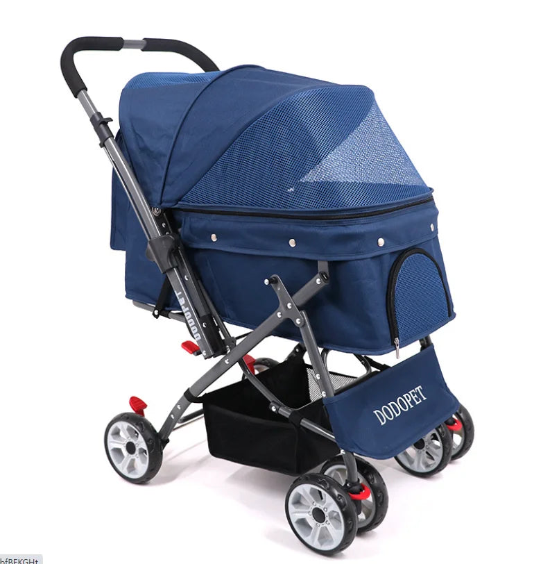 25kg grandes roues luxe facile à plier à une main voyage poussette pour animaux de compagnie chariot pliant transporteur