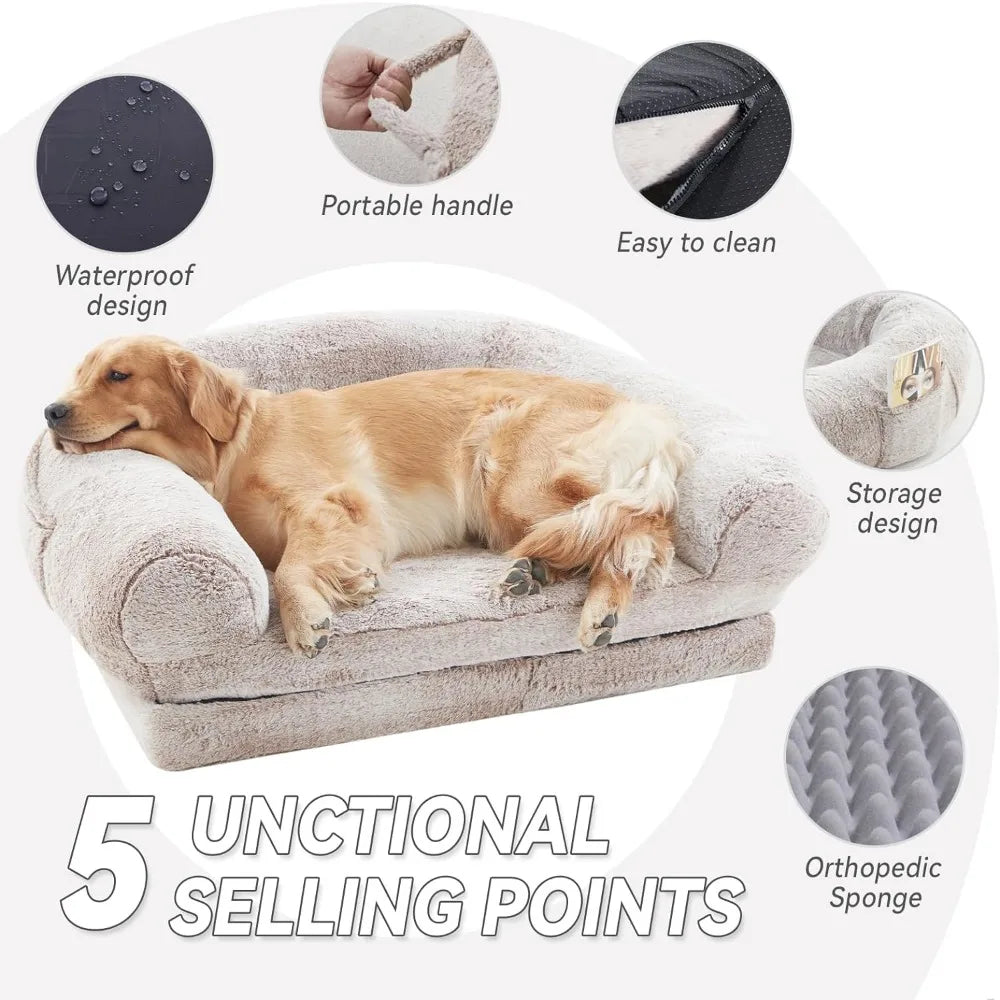 Cama para perros humanos, 71 x 45 x 10 pulgadas para perros grandes, camas ortopédicas para perros para humanos, tamaño que se adapta a usted y a sus mascotas, caseta para perros color caqui