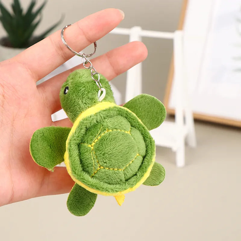 Nuevo 1 unidad de muñeco de tortuga bonito de 10CM, muñeco de peluche de dibujos animados, llavero de juguete de peluche suave, colgante de bolso, regalo para niños