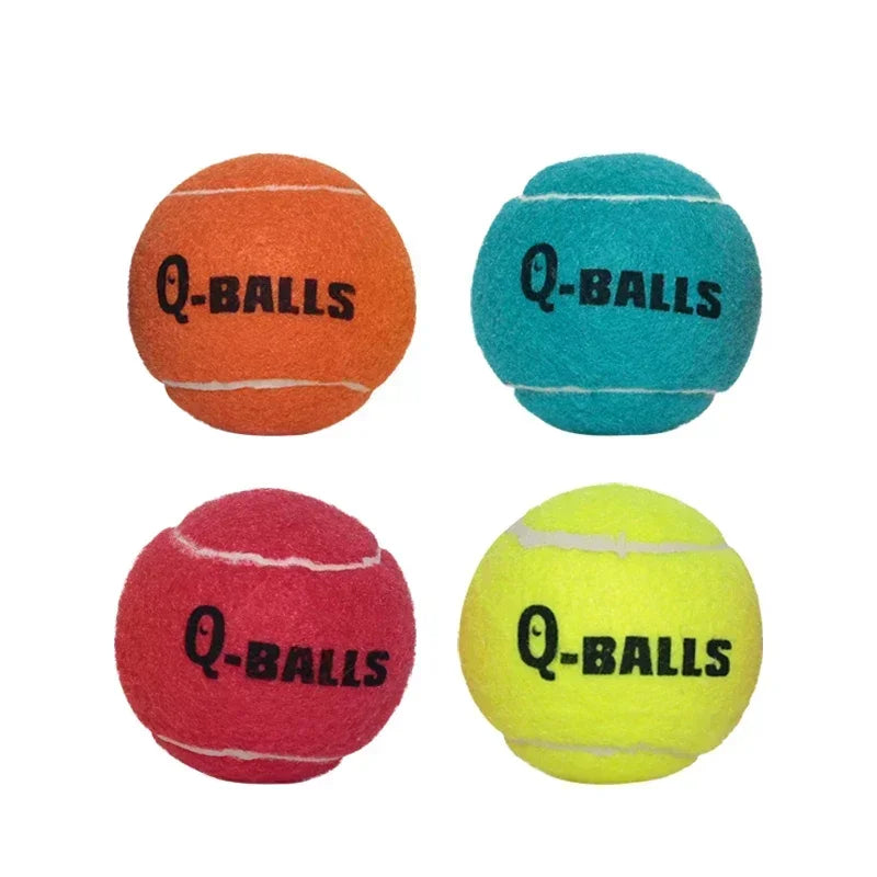 Juego de juguetes para perros Q-MONSTER Pelotas masticables de caucho natural de paredes gruesas para perros Pelotas hinchables interactivas de tenis para entrenamiento Paquete de 4