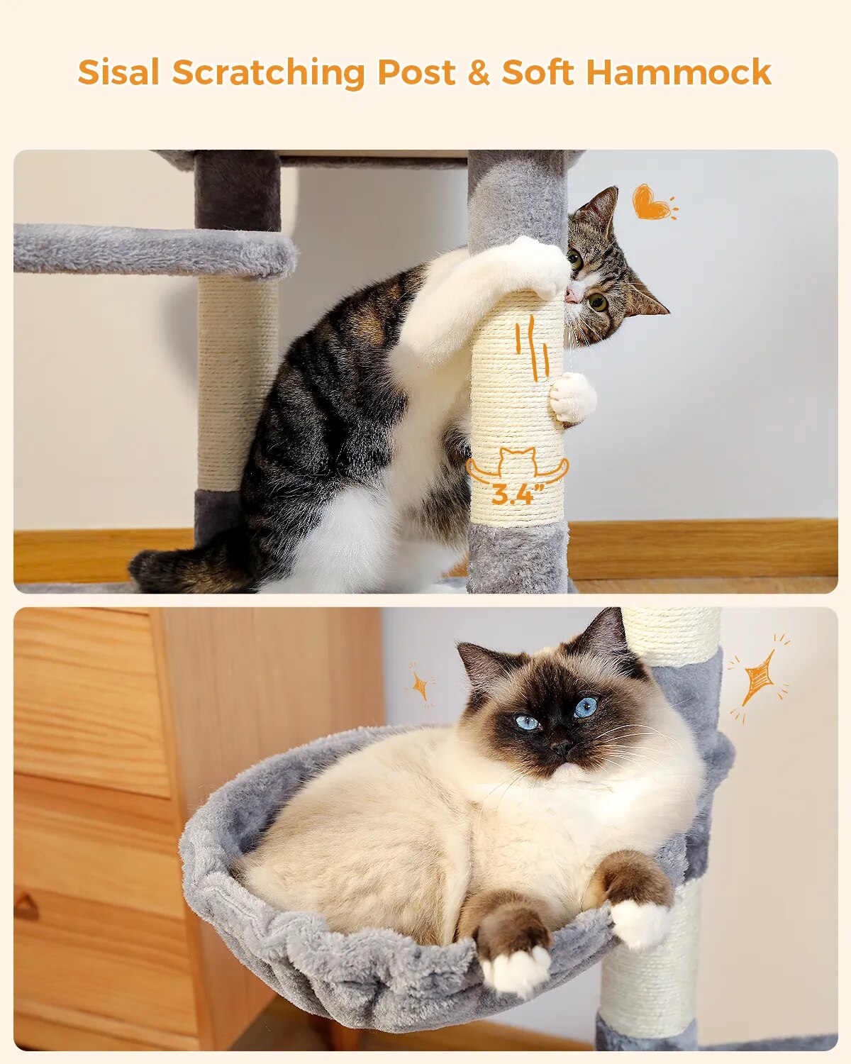 Juguetes de árbol para gatos, poste rascador para gatos, sisals naturales, torre de actividades para gatitos, soporte para condominio, muebles de lujo para gatos pequeños y medianos