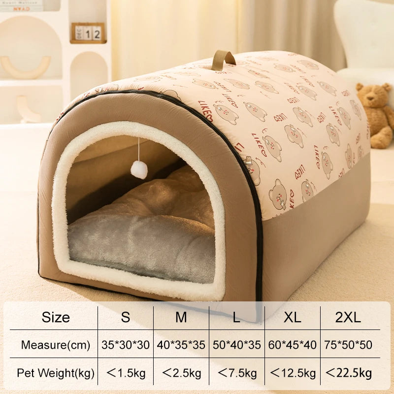 Big Dog Kennel Warm Winter Dog House Mat Detachable Washable Dogs Bed Nest Deep Sleep Tent for Medium Large Dogs House Supplies