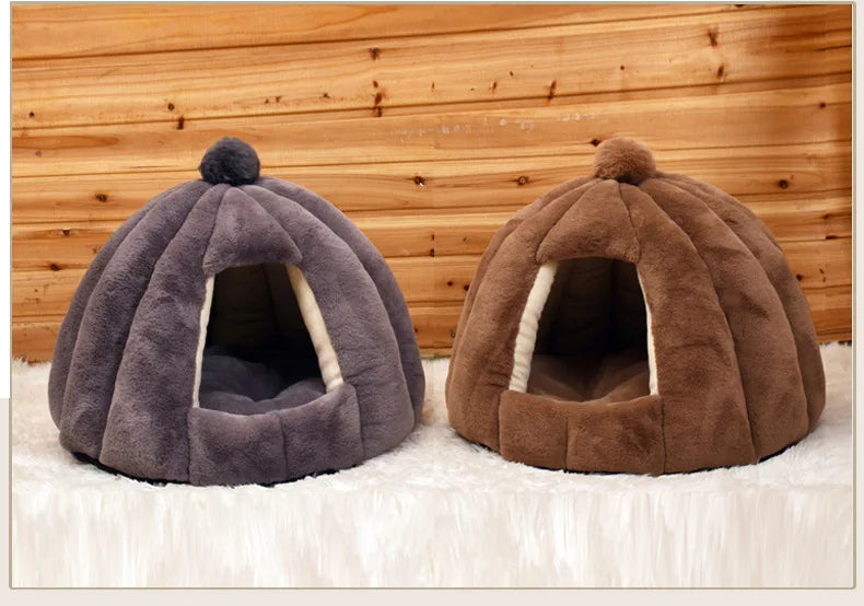 Warm Comfort Cat Bed In Winter Bed For Cats Cat House Dog Sofa Pet Little Mat Cozy Deep Cave Indoor Nest Pet Cat