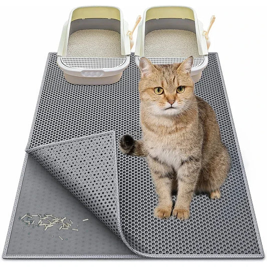 Tapis de litière pour chat Double couche antidérapant imperméable à l'eau pour animaux de compagnie tapis filtrant 55x75xm chat toilette EVA Pad résistant à l'usure produits pour animaux de compagnie