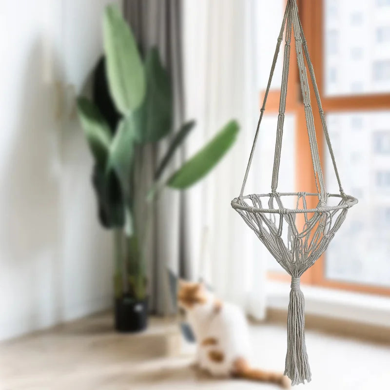 1PC ins handmade woven cat hammock pet hammock cat swing mesh pocket hanging cat kennel