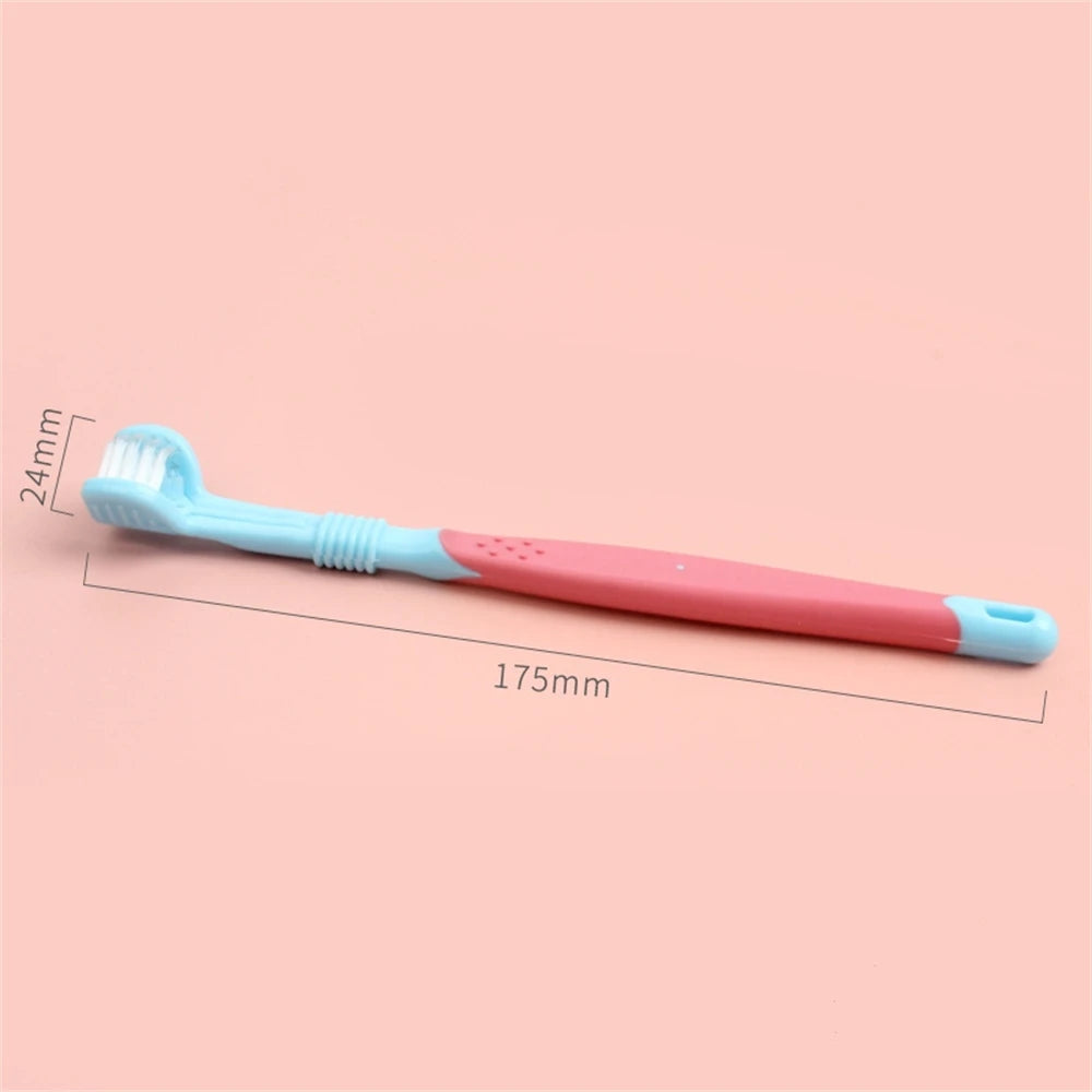 Colorful 3 Sides Toothbrush for Dogs Cat Remove Bad Breath Teeth Calculus Tool Pet Ribbit Oral Cleaning Brush Dog Accessories