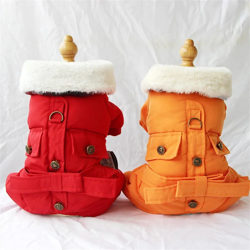 Winter Dog Clothes Luxury Coat for Small Dogs Fur Collar Soft Warm Thicken Puppy Puffer Overalls for Chihuahua Bichon Outfit Fashion Style