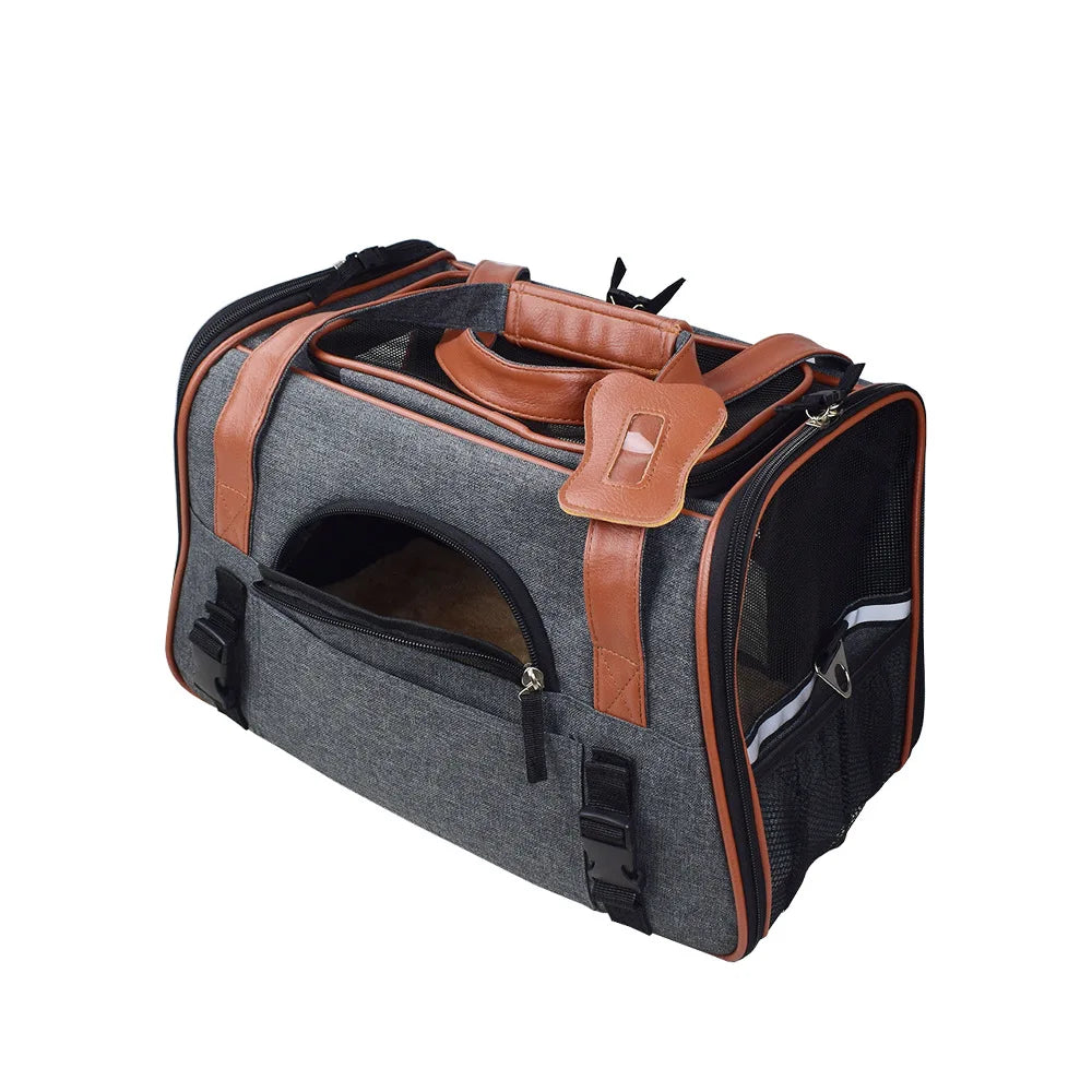 Bolsa transportadora para perros, mochila lateral suave, transportadores para mascotas y gatos, bolsas de viaje para perros, transporte aprobado por aerolínea para perros pequeños y gatos salientes