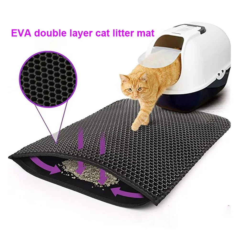 Tapis de litière pour chat Double couche imperméable à l'eau tapis de piégeage résistant à l'urine facile à nettoyer tapis de toilette antidérapant tapis à gratter pour chat grand coussin de pied