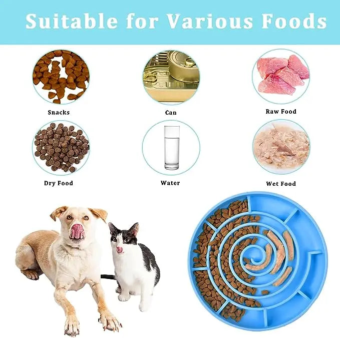 Bol de nourriture lente Anti-renversement pour chat, fournitures pour animaux de compagnie, bol de nourriture antidérapant pour chiot, Anti-étouffement, jouet en Silicone, assiette alimentaire