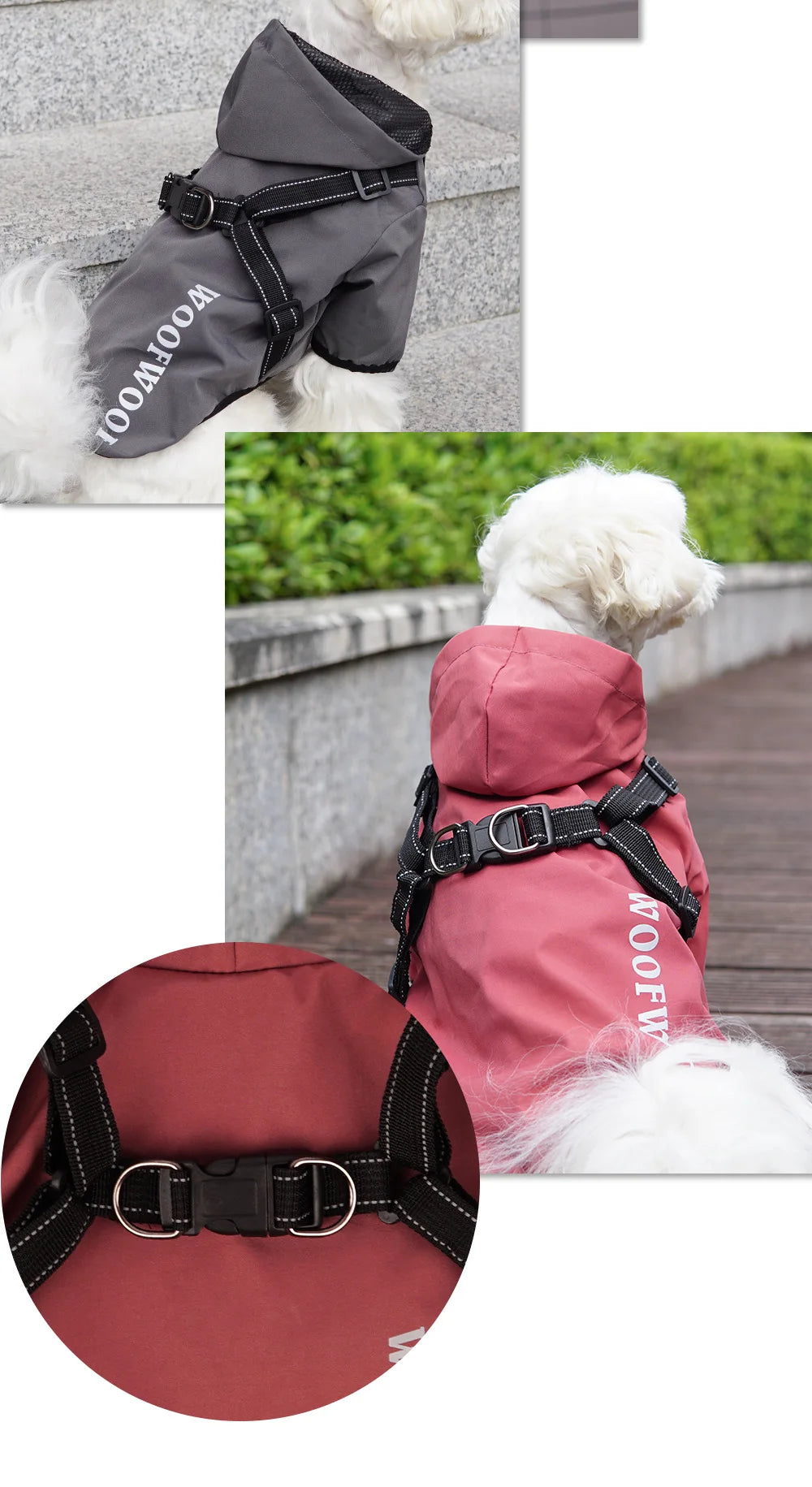 Chubasquero para perros con arnés, chaqueta impermeable con forro de malla transpirable para perros pequeños, ropa reflectante con capucha para cachorros, Chihuahua