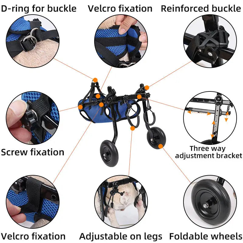 Pet Accessories Light Weight Easy Assemble Adjustable Pet Dog Wheelchair for Disabled Hind Legs Walking