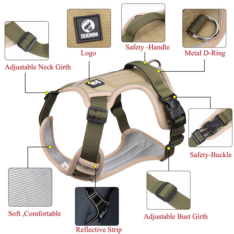 Arnés ajustable para perro, reflectante, entrenamiento de seguridad, chaleco para caminar en el pecho, Collar de plomo para Bulldog Francés, accesorios para perros y mascotas