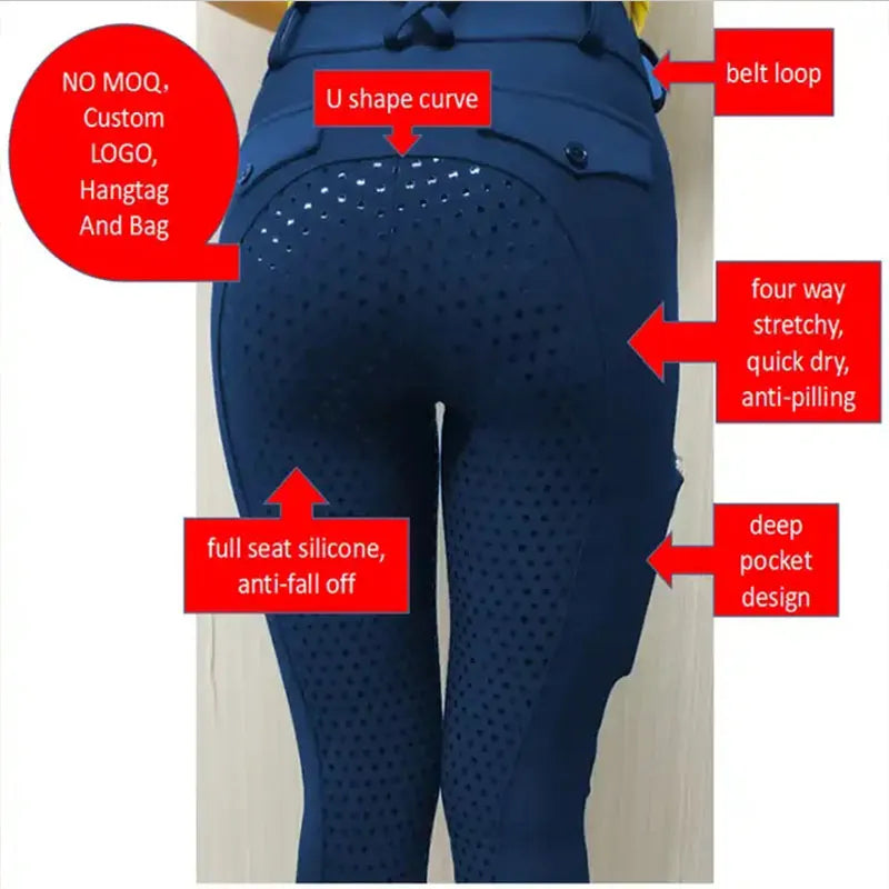 Women Horse Riding Clothes Set Full Seat Silicone Equestrian Breeches Sport Suits Woman Riding Leggings Shirts Tops Matching