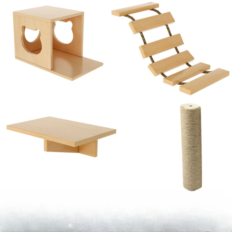 Torres de árbol para gatos montadas en la pared para gatos grandes, suministros de entrenamiento altos, descanso para nido de gatos, estructura de juego, suministros para gatos, juguetes