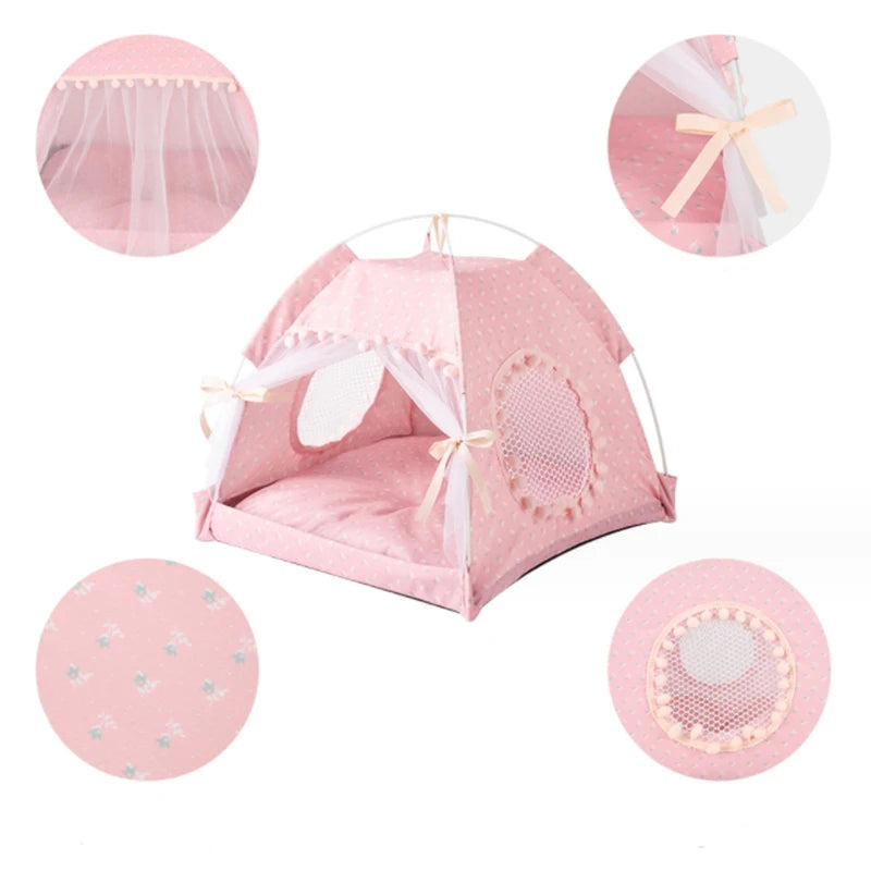 Cama para gatos de princesa dulce, tienda para gatos plegable, cama para perros, cestas para perros y gatitos, lindas casas para gatos, cojín para el hogar, productos para perrera