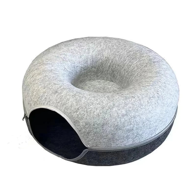 Donut Pet Cat Tunnel Interactive Play Toy Cat bed Dual Use Ferrets Rabbit Bed Tunnels Indoor Toys Cats House Kitten Training Toy