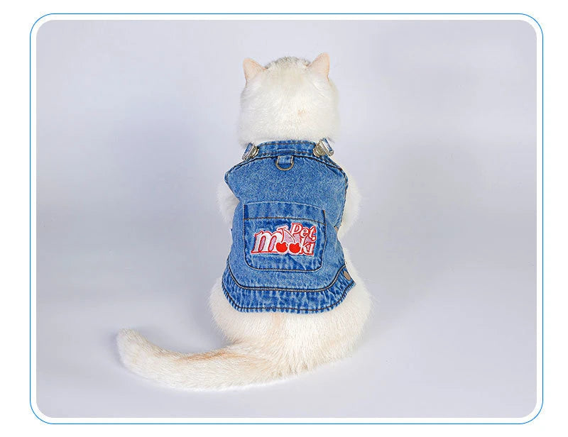 Gilet en Denim 100% coton pour chien et chat, combinaison sans manches, vêtements pour chiot, Style à la mode, printemps et été