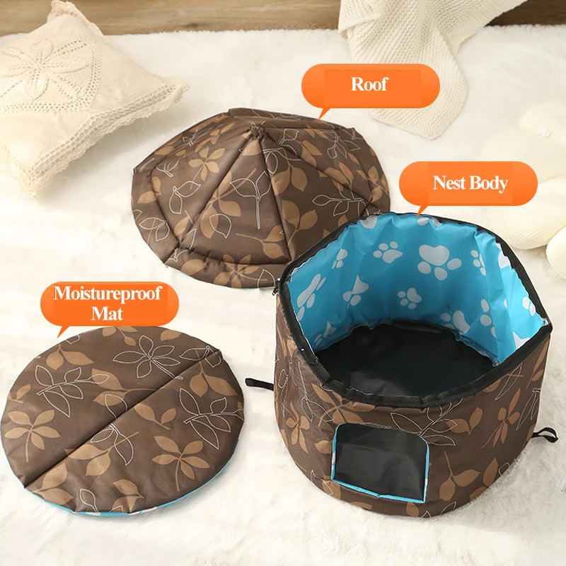 Kennel Dog House Soft Pet Bed Tent Indoor Outdoor Enclosed Sleeping Nest Basket with Removable Cushion Travel Dog