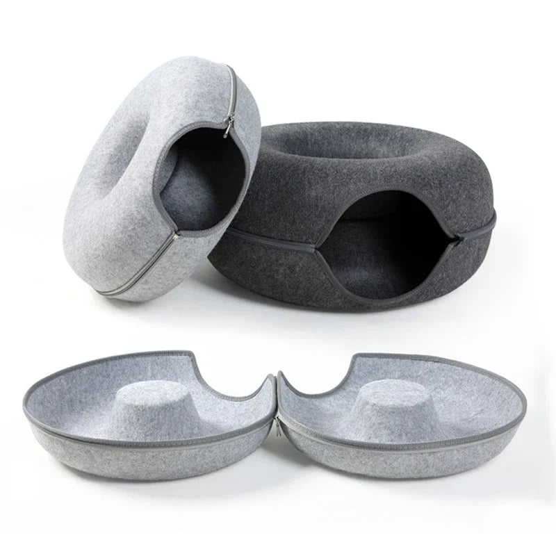 Túnel de Gato Donut, juego interactivo, cama para gato de juguete, doble uso, hurones, cama de conejo, túneles, juguetes de interior, casa para gatos, juguete de entrenamiento para gatitos