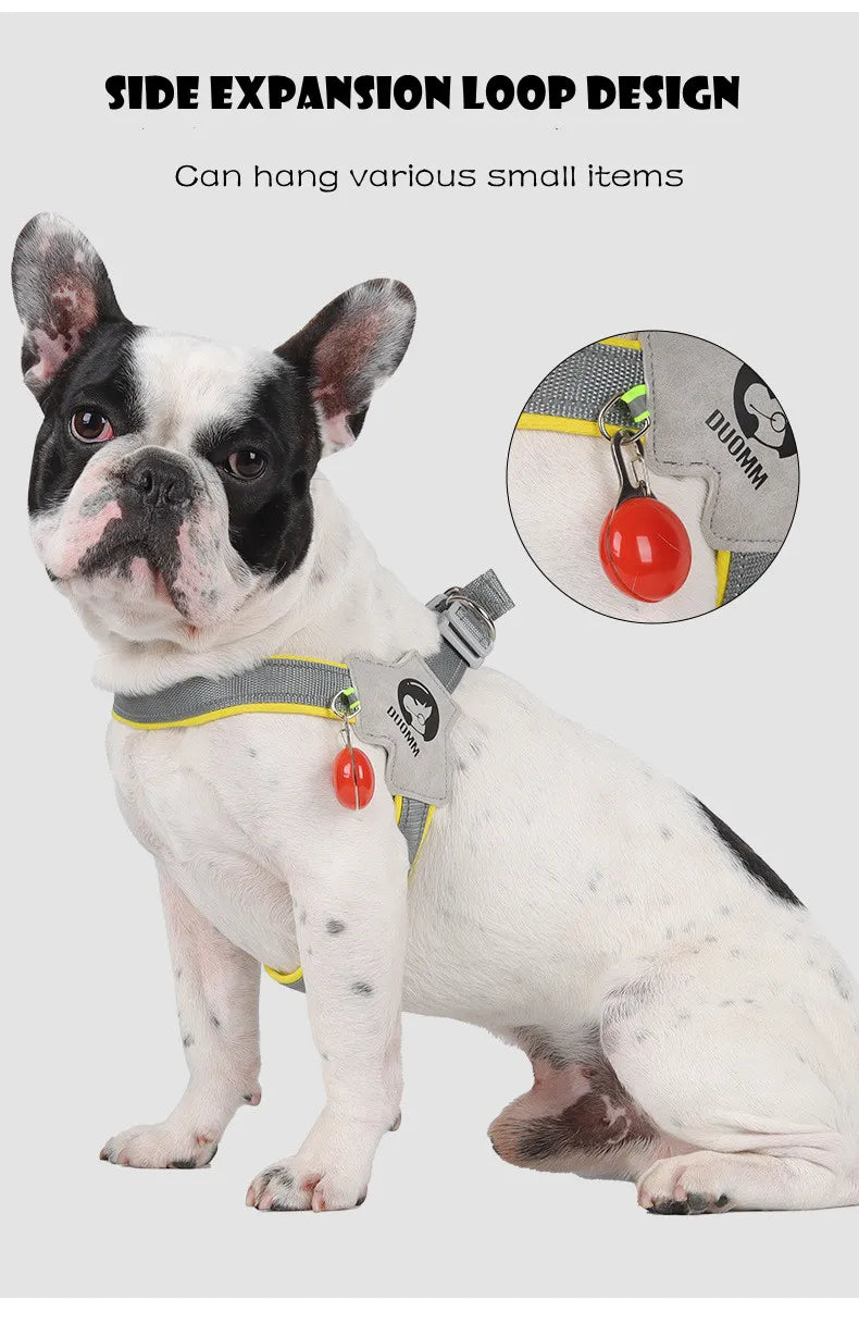 Arnés para perros Arnés para mascotas ajustable Chaleco para perros pequeños y grandes Gatos Malla reflectante Correa para el pecho para perros Bulldog francés Accesorios de entrenamiento para caminar