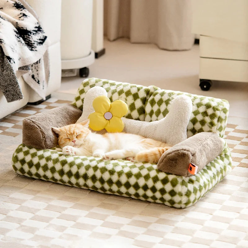 Canapé-lit doux pour chat et petit chien, amovible et lavable, nid pour chaton, niche en peluche, panier de lit chaud pour chiot, fournitures pour animaux de compagnie