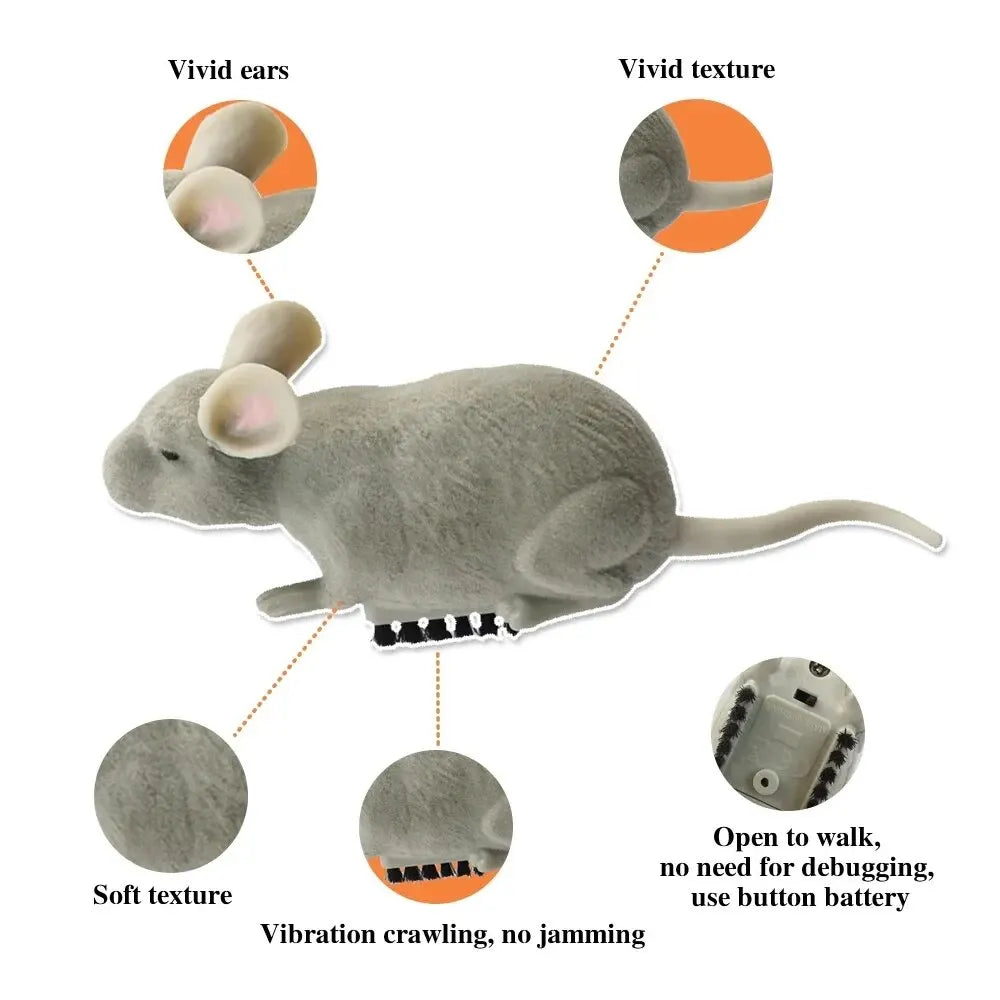 Ratón eléctrico de juguete para gatos, Robot de Escape automático con vibración para gatear, ratón de peluche operado por batería, juguete de interacción para mascotas