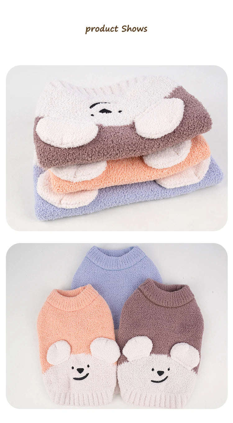 Warm Dog Sweaters Soft Comfortable Fleece Pet Sweaters for Small Dogs Cute Bear Puppy Knitted Coat for Chihuahua Maltese Bichon Fashion Style