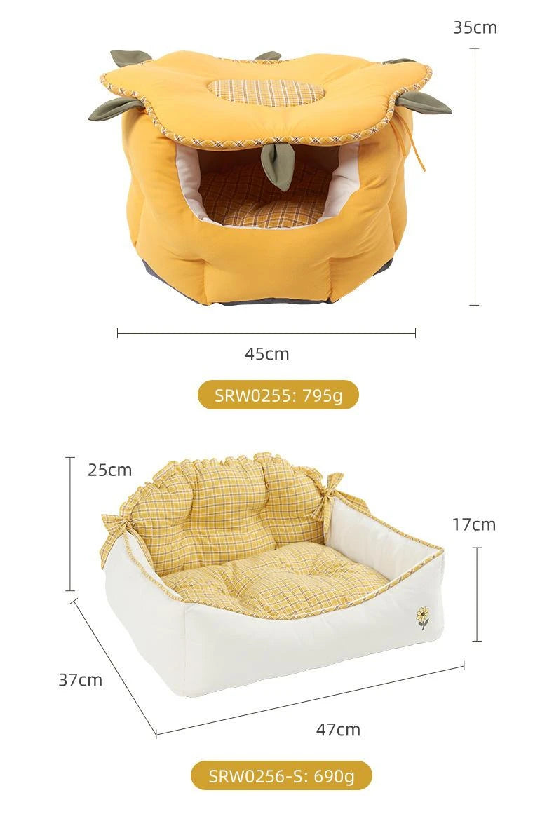 New Pet Bed Comfortable Cat Bed Dog House Cute Pet Tent Deep Sleep Plush Kennel Warm Pet Sofa Bed Pet Supplies