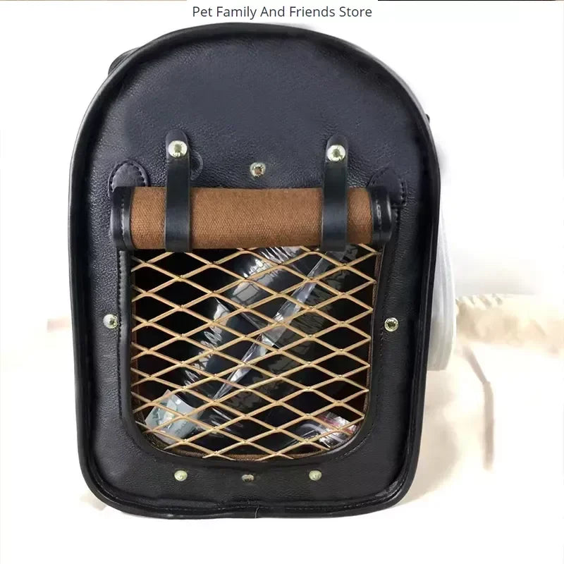 Traveling Pet Bag Waterproof Premium PU Leather Carrying Handbag Luxury Designer Breathable Leather Purse Pet Carrier