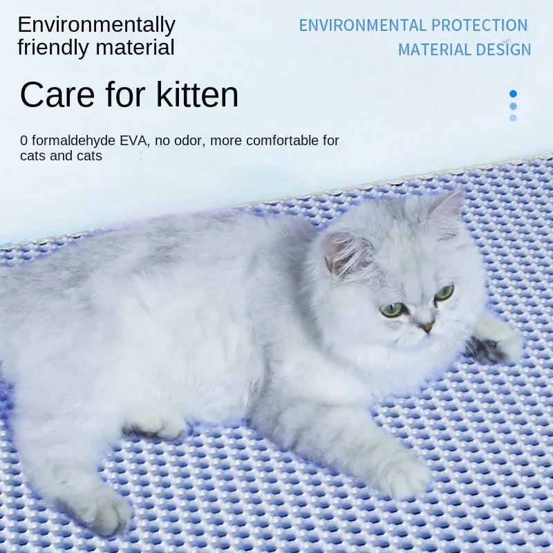 Estera para residuos de gato transpirable, doble colador, desodorante absorbente antiescamas, estera de baño antisalpicaduras para gatos, estera rascadora para gatos