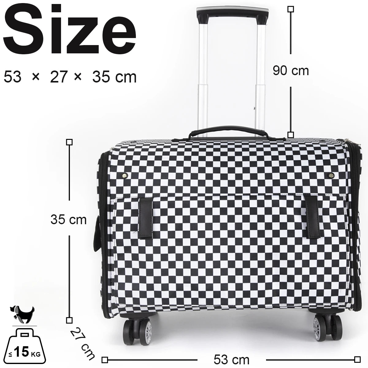 Carro grande para perros y mascotas, carga de 15KG, 4 ruedas universales, cochecito para mascotas, bolsa transportadora para perros y gatos, Maleta con ruedas para Estuche De Viaje para mascotas grandes