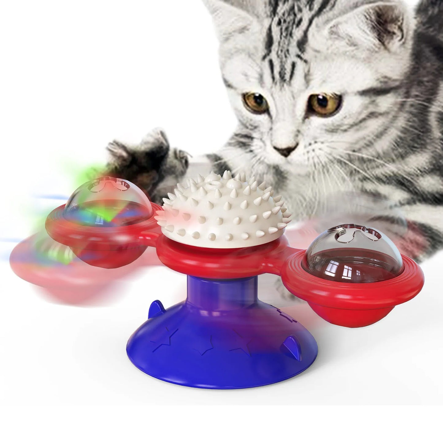 Molino de viento de juguete para gatos, juguetes interactivos para mascotas, rompecabezas para gatos, juguete con plato giratorio Whirligig para cepillo de dientes para gatitos, suministros para mascotas