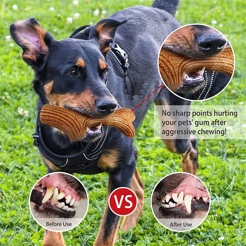 Mordedores de juguete para perros con astas de ciervo de madera auténtica para masticadores agresivos, palo para masticar para perros grandes, indestructible, resistente y duradero, juguetes para mascotas, regalo