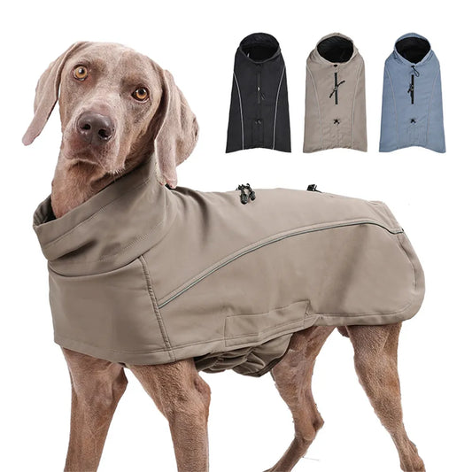 Waterproof Jacket for Large Dogs Flexible Chest Fleece Lining Soft Shell Outdoor Dog Jackets Safety Reflective Pet Clothes Coat